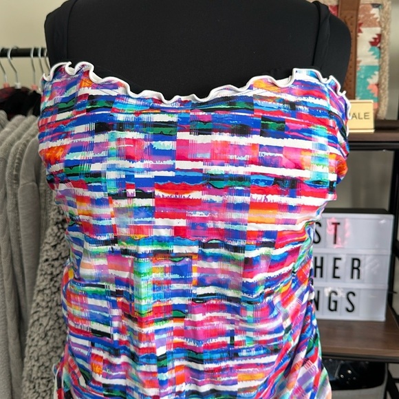 Profile By Gottex Multi Color Tankini Top Size 18W - Picture 3 of 9